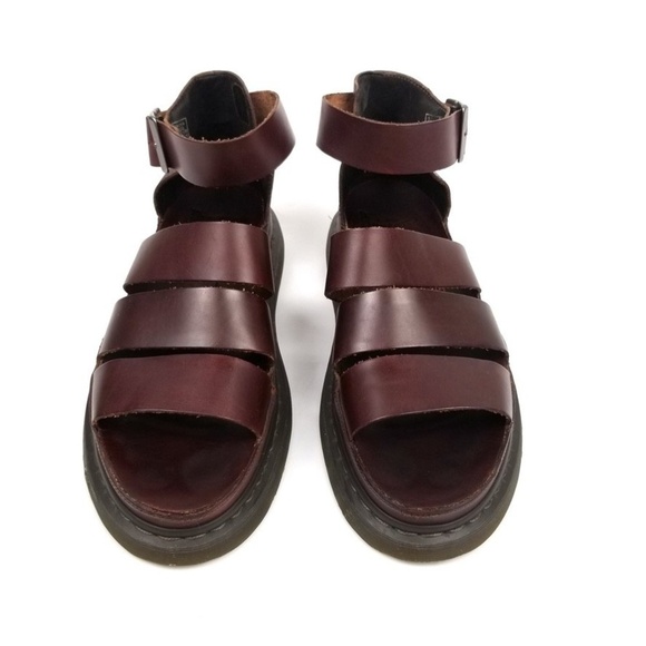 RARE Dr. Martens Gladiator Brando Platform Leather Strap Sandals Men 10 Burgundy - Picture 8 of 9